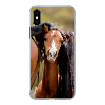 Produktbild von MuchoWow® Handyhülle Schutzhülle Hülle für iPhone Xs Pferde - Natur - Braun Silikon Softcase Handy Hülle - Handytasche