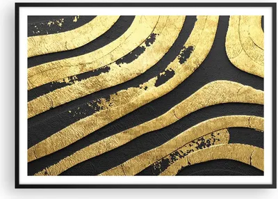 Produktbild von Gerahmtes Poster - Schwarzer Rahmen - Abstraktion dreidimensional Gold - 100x70 cm - Wand Bild - Wanddeko - Wandbilder - Kunstposter - Wandposter - Bilderrahmen - Bilder - P2BAA100x70-4461