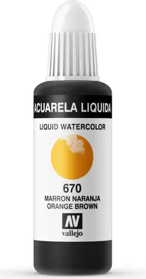 Liquid Watercolor Vallejo 33670 Orange Brown 32ml Orange Braun Aquarell Farbe