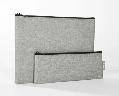 Produktbild von SIGEL BA520 Taschen‑Organizer 2er‑Set hellgrau, wasserabweisende Aufbewahrungstaschen – für Kabel, Technikzubehör, Stifte, Kosmetik, Reiseutensilien, 25×18 cm und 22×8 cm