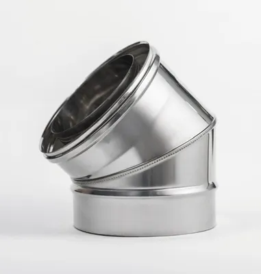 Immagine prodotto di Gomito per canna fumaria inox 45° 250 / 300 mm, doppia parete coibentata – Kamininox