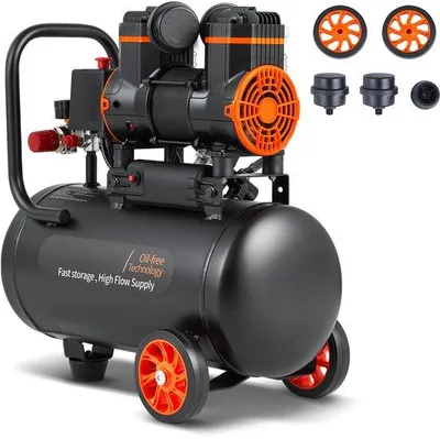 Obrázek produktu pro Kompresor, 4 palce, 1,2 HP, 2,2 CFM při 90 PSI, bezolejový, maximální tlak 116 PSI, velmi tichý (70 dB), vhodný pro opravy automobilů, lakování, pneumatické nástroje, stříkací pistole, zpracování dřeva