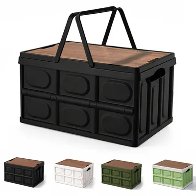Klappbox 30 l Campingbox mit Deckel zusammenklappbar stabil schwarz