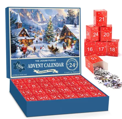 Obrázek produktu pro Puzzle Adventní Kalendář 2026 Pro Dospělé 24 Dní Vánoční Kalendář Modrý