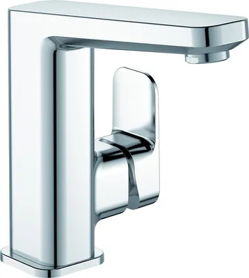 A single chrome faucet on a white background.