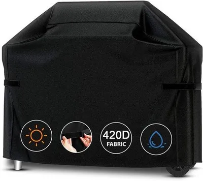 Immagine prodotto di Copertura per barbecue grande e resistente, 132x66x109 cm, impermeabile, resistente ai raggi UV, nera