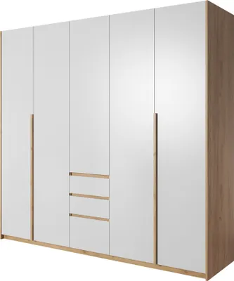 Obrázek produktu pro Nábytek24 Šatní skříň Xelo - Skládací dveřní skříň 225 cm Šatní skříň 3 zásuvky 5 dveří 2 tyče na šaty