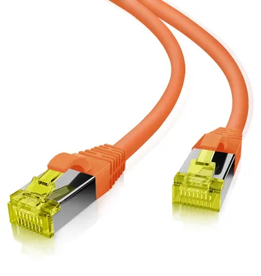 Produktbild von helos Cat.6a Patchkabel Ultraflex GHMT AWG 26/7 orange 1,0m