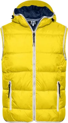 Produktbild von Modische Steppweste mit angeschnittener Kapuze sun-yellow/white, Gr. XL