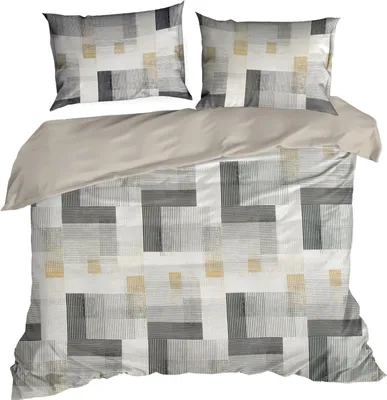 Zdjęcie produktu dla Pościel z mikrowłókna 220x200 Home biała kratka stalowa +70x80x2