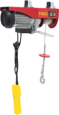 Image de Treuil électrique - Palan électrique à chaîne 800 kg, 1300 W - Câble en acier, hauteur de levage 12 m - Vitesse de levage 10 m/min - Prise UE - Rouge