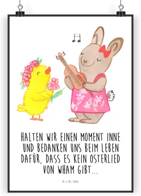Produktbild von Mr. & Mrs. Panda Bild Ostern Frühlingsgefühle DIN A3 - Weiß - Geschenk, Kunstdruck, Hase, Wanddekoration, Ostereier, Frühling, wanddeko, Wandbild, Plakat, Küken