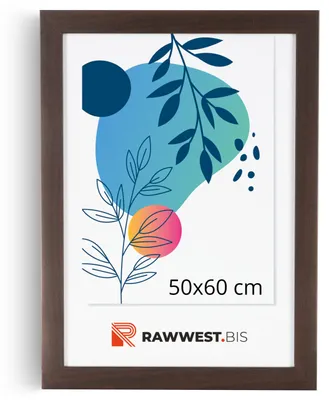 Image de RAWWEST.BIS Cadre photo en bois, format 50x60 cm, avec protection en plexiglas, pour affiches et photos, couleur marron