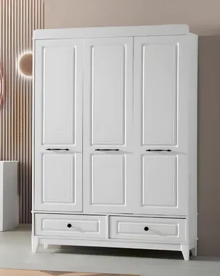 Produktbild von Kleiderschrank Weiße Holz Schrank Design Kinderzimmer Kleiderschränke