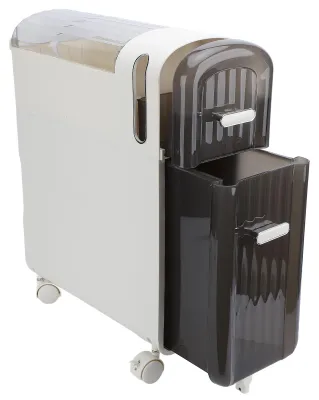 Image de Meuble de rangement étroit, polyvalent, au design moderne et épuré, à tiroirs, à deux niveaux, pour salle de bains et cuisine, transparent