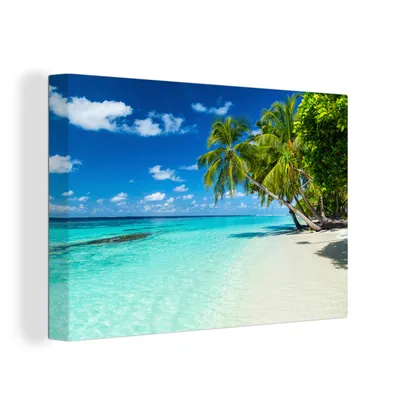 Obrázok produktu pre OneMillionCanvasses® - Maľba na plátne - Obraz na plátne Nástenná maľba na plátne - Palmy - Pláž - More - Leto - 150x100cm - Fotografia na plátne -