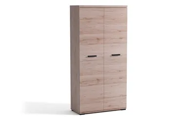 Produktbild von Kleiderschrank KIANO I 2 Türen, Kleiderschrank mit Kleiderstange und Einlegeböden, Schlafzimmerschrank, Moderner Garderobenschrank, Eiche Sanremo