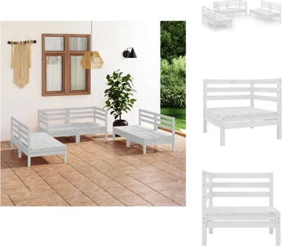 Produktbild von vidaXL 6-tlg. Garten-Lounge-Set Weiß Massivholz Kiefer -  Gartenmöbel-Sets