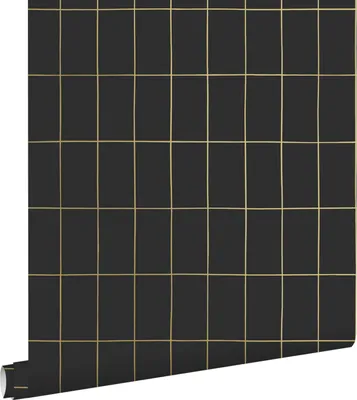 Produktbild von ESTAhome Tapete kleine Fliesen Schwarz und Gold 53 cm x 10.05 m