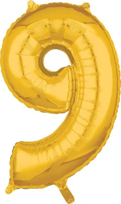 Obrázok produktu pre Fóliový balón číslo 9 zlatý - 88 cm