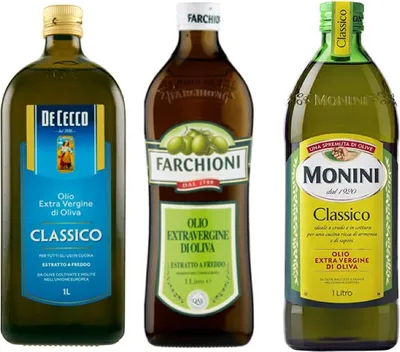 Produktbild von Monini Extra Natives Olivenöl 1L nativ olio extravergine di oliva Classico + De Cecco Extra Natives Olivenöl 1L + Farchioni Extra Natives Olivenöl 1L