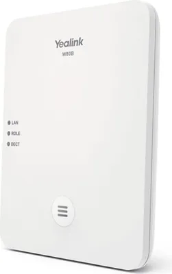 Produktbild von Yealink W80B, 1,8 - 1,9 GHz, 300 m, SNTP/NTP, VLAN, SIP v1, SIP v2, UDP/TCP/TLS, DHCP, HTTPS, SHA-256, SRTP, SSL/TLS, AJB, CNG, G.726, G.729, PLC, VAD, iLBC, Yealink W53H/W56H