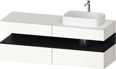 Produktbild von Duravit Qatego Konsolenwaschtischunterbau, 2 Auszüge, 2 Schubkästen, Ausschnitt rechts, 1600x550x600mm, Nische Eiche Schwarz, QA4778016840000