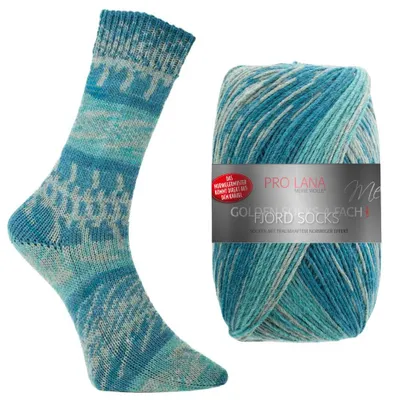 Produktbild von Pro Lana FJORD SOCKS 100 g 4-fach Norweger-Sockenwolle mit zauberhaftem Norwegermuster 420 m Farbe 196 - petrol color