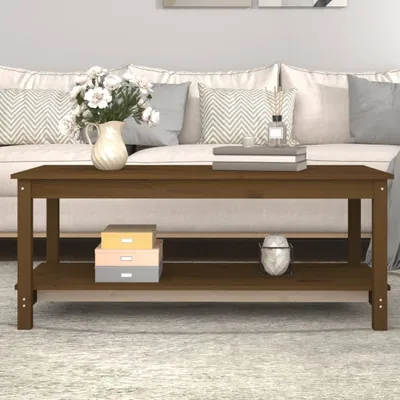 Produktbild von The Living Store Couchtisch Honigbraun 110x55x45 cm Massivholz Kiefer