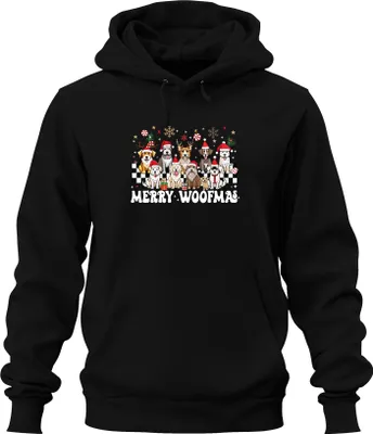 Zdjęcie produktu dla Merry Woofmas Dog Owner - Christmas Xmas Christmas Uni Bluza z kapturem, czarny, S