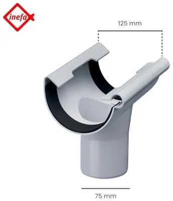 Abzweigmuffe Halbrund 125/75mm für Dachrinnen