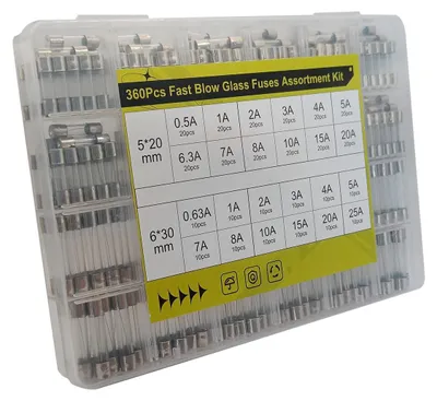 Produktbild von Glassicherungs-Set 360 Stück F(schnell) - 180x 5x20mm 0,5/20A