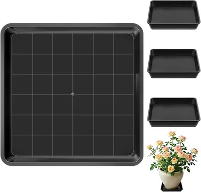 Imagen del producto de Soporte para macetas rectangular, 30 x 30 cm, juego de 4 unidades, antideslizante, para uso interior y exterior