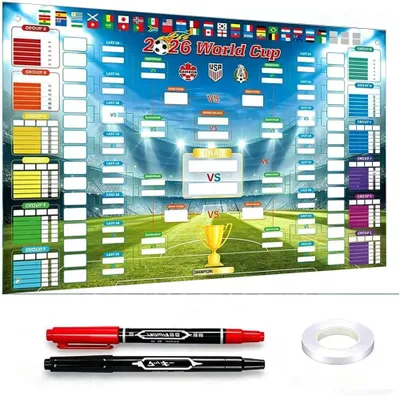 Produktbild von Fußball WM 2026 Spielplan Poster, 84×60cm, WM Planer 2026, Wandplan zum Ausfüllen für Fans, Fanartikel für Stadionbesuche & Public Viewing, Fußball