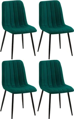 Produktbild von CLP 4er Set Stühle Dijon mit Lehne dunkelgrün Material Stoff