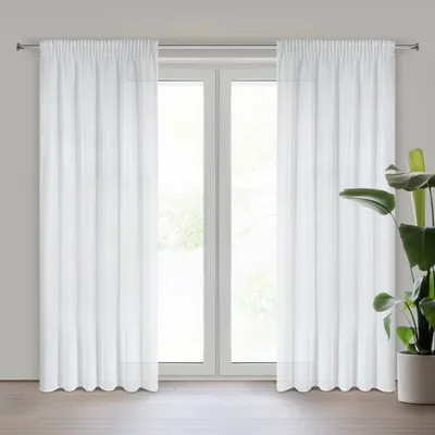 Produktbild von Gardine VIOLA weiß 140x270 cm  Kräuselband Tunnelzug Tunneldurchzug