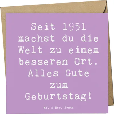 Produktbild von Mr. & Mrs. Panda Grußkarte Spruch 1951 Geburtstag - Lavendeltraum - Geschenk, Klappkarte, Alter, faltkarte, Happy Birthday, Geburtstagsgeschenk, Glückwunschkarte, geboren