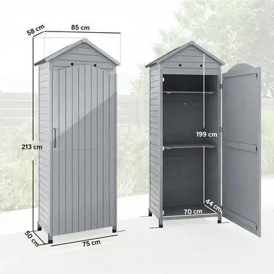 Produktbild von Outsunny Gartenschrank Holz extra hohe Geräteschuppen mit verstellbar Ablage