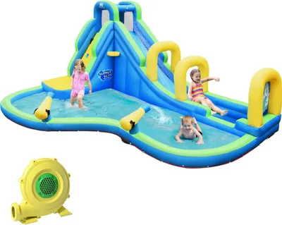 Immagine prodotto di Castello gonfiabile COSTWAY con scivolo d'acqua Piscina gonfiabile, centro giochi d'acqua con scivolo, parco acquatico gonfiabile, piscina per bambini 478x366x242cm