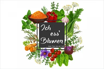 Produktbild von Wallario Poster - Ich ess Blumen - Gemüse und Kräuter, Kunstdruck Größe: 61 x 91,50 cm