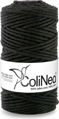 Produktbild von ColiNea, Baumwollkordel mit Baumwollkern, geflochten, 3mm, 100m, schwarz