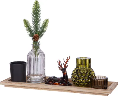 Image de Gilde 7tlg. Set, Deko-Ensemble, "Hirsch", Glas, Kunststoff, MDF, Metall, braun, anthrazitfarben, naturfarben, VE 3, L. 12.5 cm, B. 36 cm, H. 27 cm 55695 4063387556955