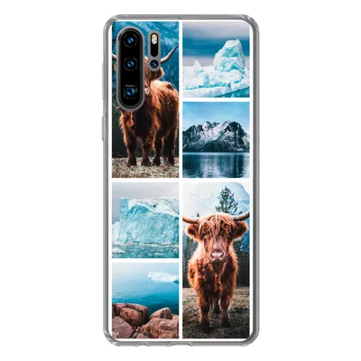 Produktbild von MuchoWow® Handyhülle Schutzhülle Hülle für Huawei P30 Pro Schottischer Highlander - Eiscreme - Collage Silikon Softcase Handy Hülle - Schutzdeckel