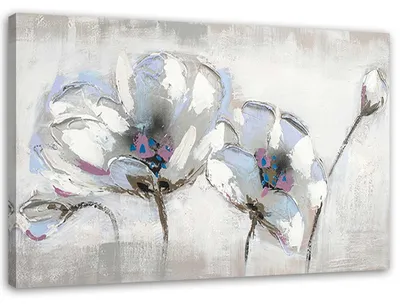 Immagine prodotto di Stampa su tela, Fiori dipinti in bianco - 100x70