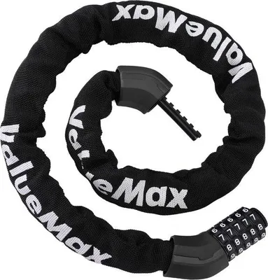 Image de Unyqoos® – Cadenas de vélo, 100 cm, serrure à combinaison numérique à 5 chiffres, réinitialisable, avec des maillons en acier trempé de 8 mm – pour vélos, vélos électriques, motos, portes vitrées