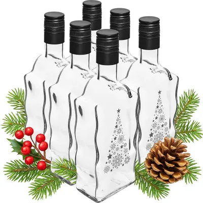 Produktbild von 6x 500ml Weihnachtsflaschen,Tannenbaum,Schnapsflaschen, Weihnachtsgeschirr, Likörflaschen Geschenkflasche Weihnachten Flasche