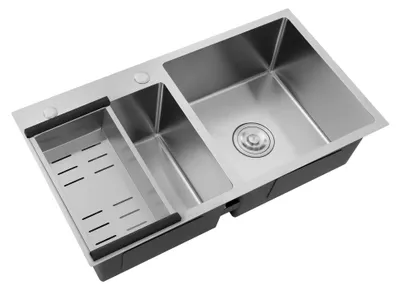Produktbild von Edelstahl Doppelspüle Einbauspüle 78 x 43 x 21 cm mit Abtropfkorb und Abflussvorrichtung