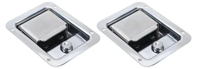 Zdjęcie produktu dla Zestaw 2 szt. uchwytów do skrzynek narzędziowych ze stali nierdzewnej, wodoodpornych, z kluczem – zatrzask do drzwi przyczepy kempingowej, do kamperów, 140 x 108 mm