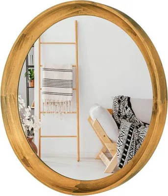 Immagine prodotto di Specchio rotondo in legno, 35 cm, marrone, decorativo