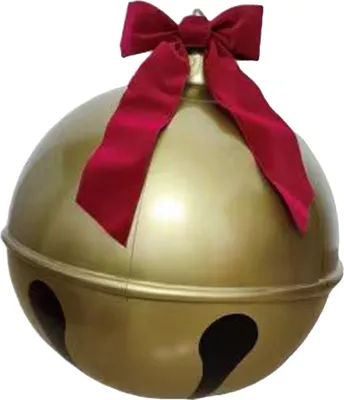 Produktbild von Aufblasbare Weihnachtskugel, Glocke, Gaint-Ornament mit roter Schleife, PVC-Hängegriff, einfacher Aufbau, aufblasbare Außendekoration, 45 cm